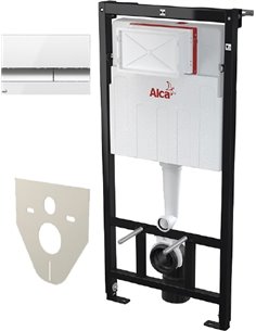 Система инсталляции для унитазов AlcaPlast Sadromodul AM101/1120 4 в 1 кнопка смыва хром/белая - 1