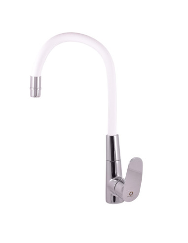 Sink lever mixer AMUR - Barva chrom/bílá,Rozměr 3/8''