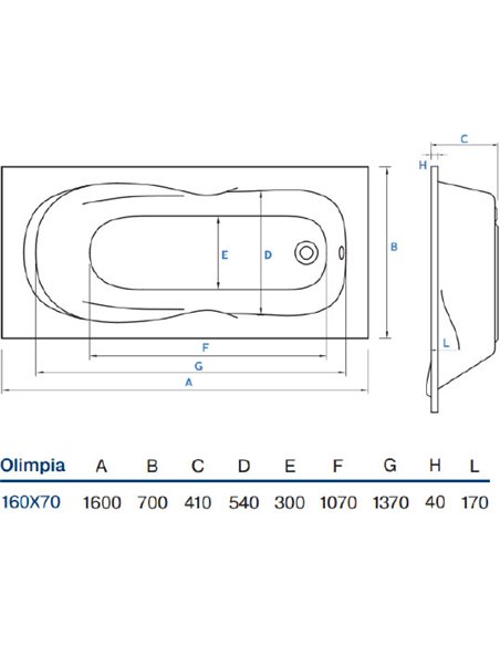 Koller Pool akrila vanna Olimpia 160x70 - 7