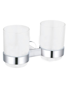 Double toothbrush holder chrome/white Bathroom accessory...