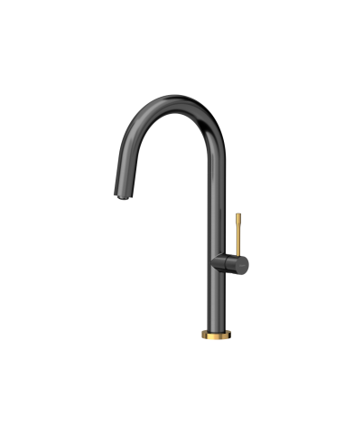 QUADRON HALEY T LINE SteelQ kitchen faucet / graphite metal / gold nano PVD