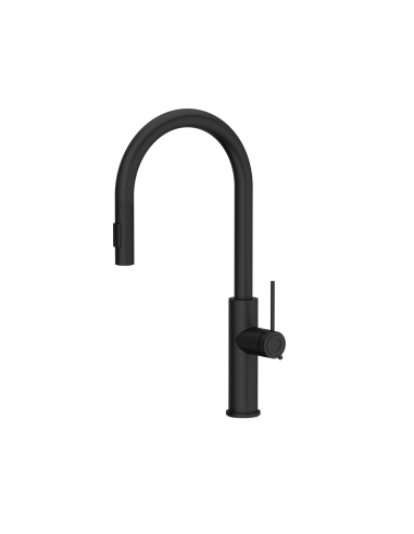 JENNIFER Q LINE SLIM SteelQ kitchen faucet with pull-out spout and shower function / pure carbon mat