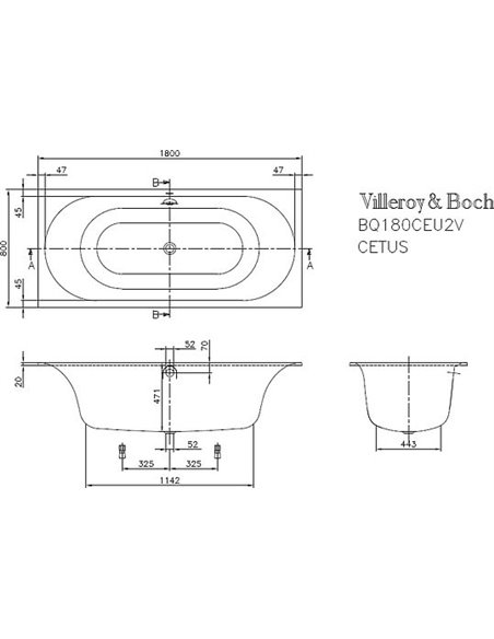 Акриловая ванна Villeroy & Boch Cetus UBQ180CEU2V-01 alpin - 7