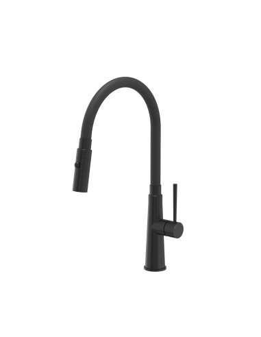 QUADRON GINA steel kitchen faucet pure carbon / black hose