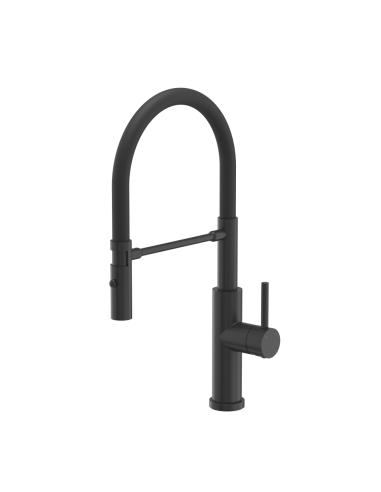 QUADRON ANDY steel kitchen faucet pure carbon / black hose
