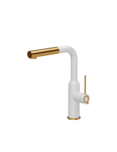 QUADRON ANGELINA Q LINE SteelQ kitchen faucet with pull-out spout / snow white mat / copper nano PVD
