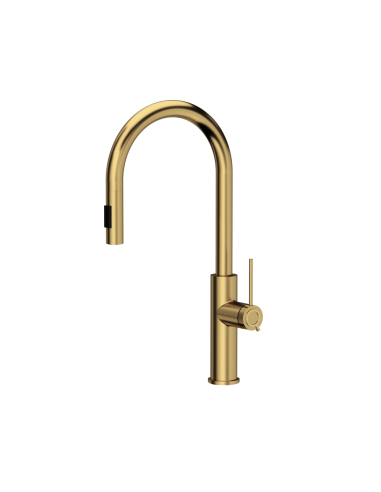 JENNIFER Q LINE SLIM SteelQ kitchen faucet with pull-out spout and shower function / gold nano PVD