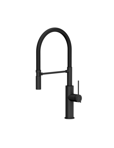 QUADRON GEMMA Q LINE SteelQ kitchen faucet with a movable stretch spout / pure carbon / black hose