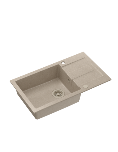 CHRISTIAN 136 XL Steingran beige, with manual siphon and plug (1 bowl 45x38 cm)