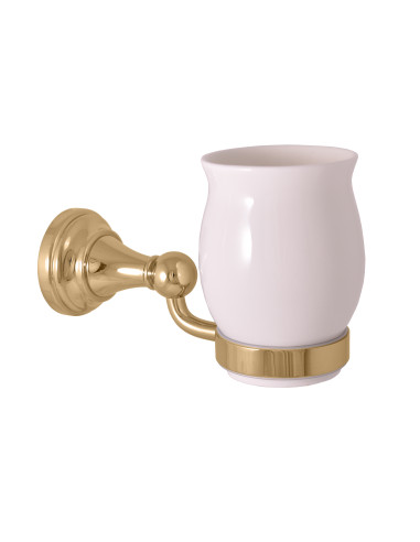 Toothbrush holder ceramic,gold Bathroom accessory MORAVA RETRO - Barva zlatá