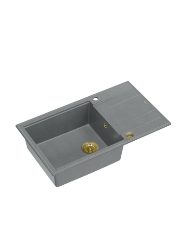 EVAN 136 XL + nano PVD 1-bowl inset sink with drainer + save space siphon PVD colour / silver stone / gold elements
