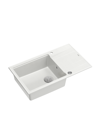 EVAN 136 XL 1-bowl inset sink with drainer + save space siphon / snow white / steel elements