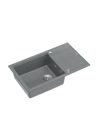 EVAN 136 XL 1-bowl inset sink with drainer + save space siphon / silver stone / steel elements