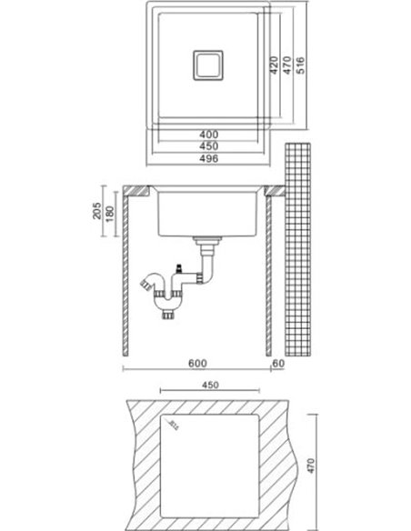 Set:  Kitchen basin Oulin OL-FU114 + Mixer Oulin OL-8073  - 4