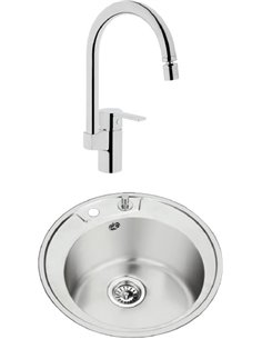 Set:  Kitchen basin Oulin OL-R510 + Mixer VitrA Fold S Sink Mixer A42155EXP  - 1