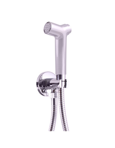 Shower set for bidet with holder and stop valve - Barva plast/kov