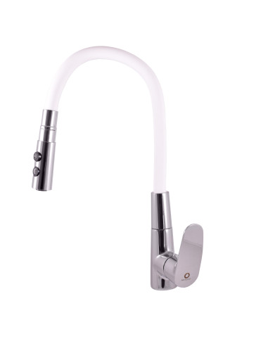 Sink lever mixer AMUR - Barva chrom/bílá,Rozměr 3/8''