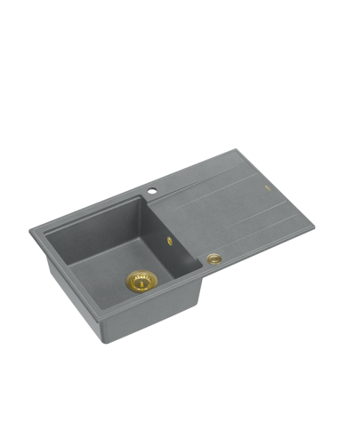 EVAN 111 + nano PVD 1-bowl inset sink with drainer + save space siphon PVD colour / silver stone / gold elements
