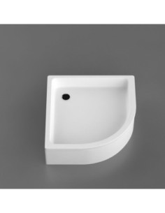 Shower tray with legs, panel 90x90R WHITE, deep, stone mass