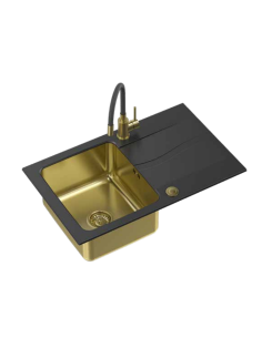 MICHAEL 111 Fusion onyx 1-bowl gold inset sink with...