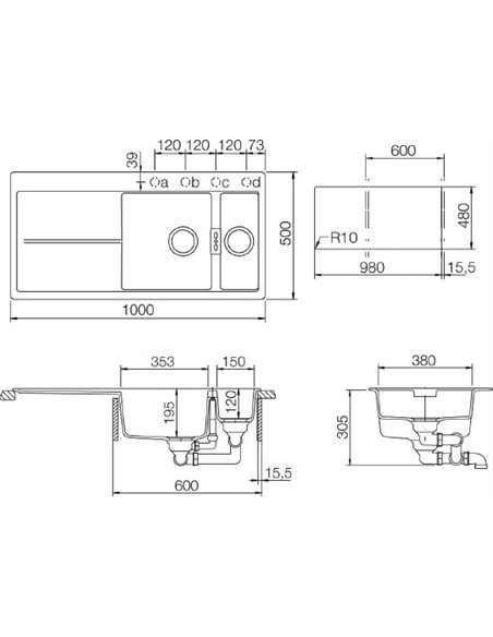 Кухонная раковина Schock Horizont 60D (D-150) аворио - 3