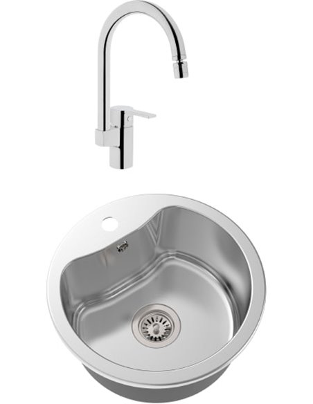 Set:  Kitchen basin Oulin OL-357 + Mixer VitrA Fold S Sink Mixer A42155EXP  - 1
