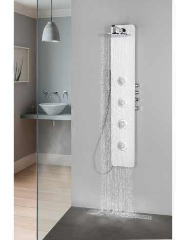 SPIRIT ROUND pie sienas stiprināms termostata dušas panelis, 250x1500mm, balts