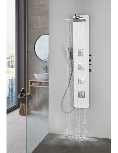 SPIRIT SQUARE sieninė termostatinė dušo panelė, 250x1500mm, balta