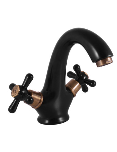 MORAVA RETRO Basin lever mixer - Barva černá matná/stará mosaz,Rozměr 3/8''