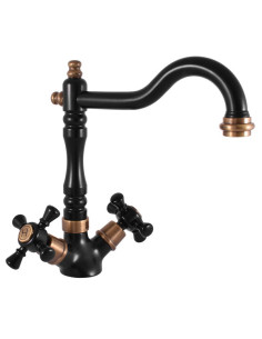 Sink mixer tap MORAVA RETRO BLACK MATT/BRONZE - Barva...