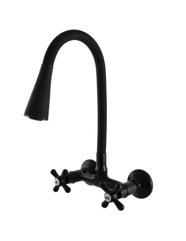 Sink lever mixer MORAVA RETRO BLACK MATT - Barva černá matná,Rozměr 150 mm