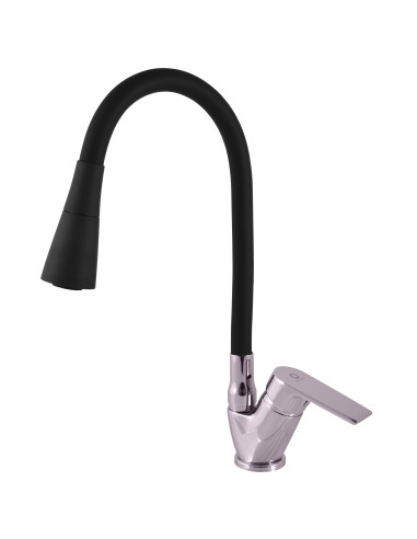 COLORADO Sink lever mixer with flexible spout - Barva chrom/černá,Rozměr 3/8''