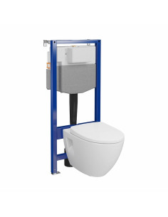 SET C35: AQUA 50 MECH QF WC FRAME + MODUO PLUS CLEANON OVAL WALL HUNG BOWL WITH TOILET SEAT - 1