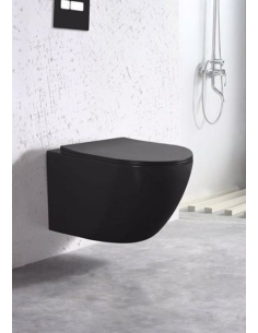 Wall-hung toilet bowl with Soft Close lid, Lavita Sinto Black - 4