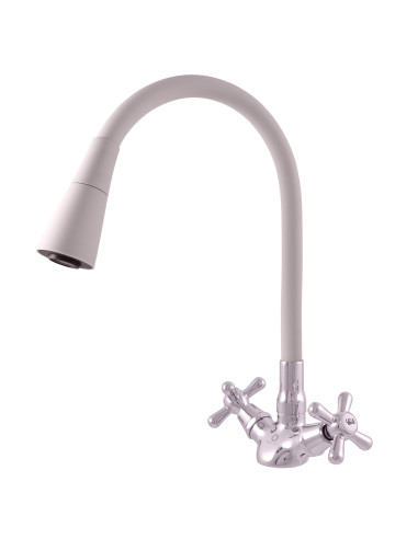 Kitchen faucet with flexible spout and shower MORAVA RETRO - Barva chrom/šedá,Rozměr 3/8''