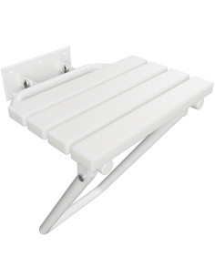 HELP: Folding shower seat with leg without cover, white, white plastic