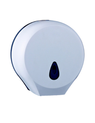 Jumbo-roll toilet paper dispenser, plastic, white