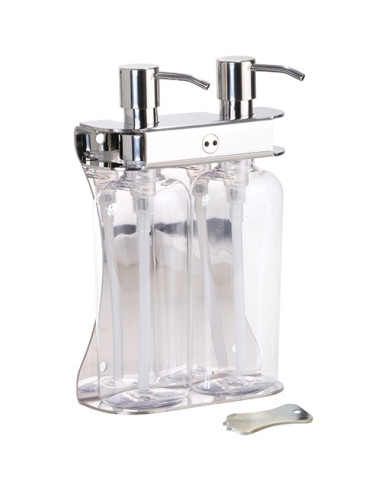 Double soap dispenser 2×250 ml, stainless steel, polished