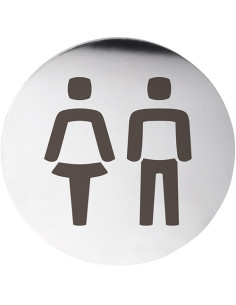 HOME: Pictogram – Ladies\' and men\'s toilet, circle, polished