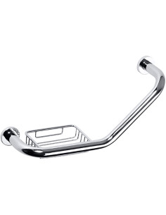 Grab bar angled with soap dish, 45°, polished