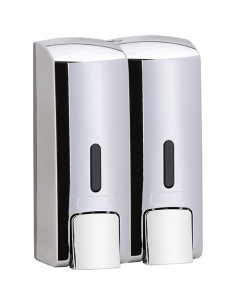 Double soap dispenser 2x300ml, plastic, polished