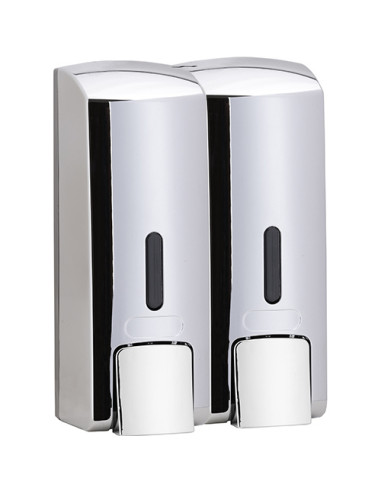 Double soap dispenser 2x300ml, plastic, polished