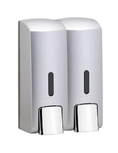 Double soap dispenser 2x300ml, plastic, matt