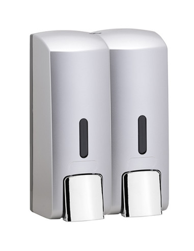 Double soap dispenser 2x300ml, plastic, matt