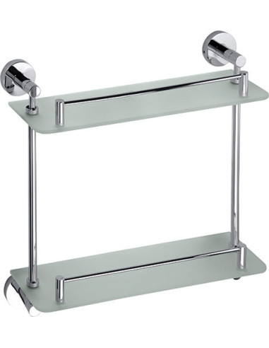 OMEGA: Double glass shelf with rail, 400 mm