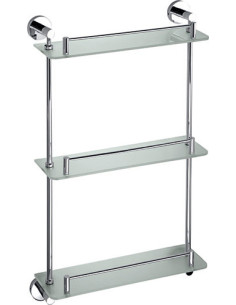 OMEGA: Triple glass shelf with rail, 400 mm