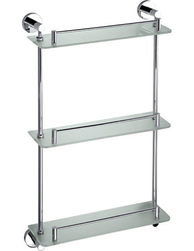 OMEGA: Triple glass shelf with rail, 400 mm