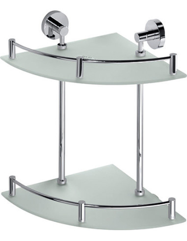 OMEGA: Double corner glass shelf with rail