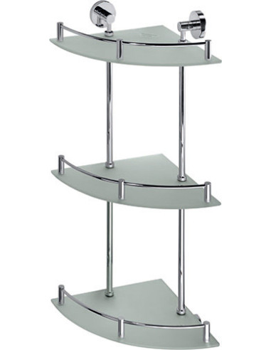 OMEGA: Triple corner glass shelf with rail