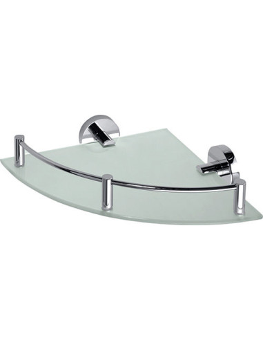 OMEGA: Corner glass shelf with rail